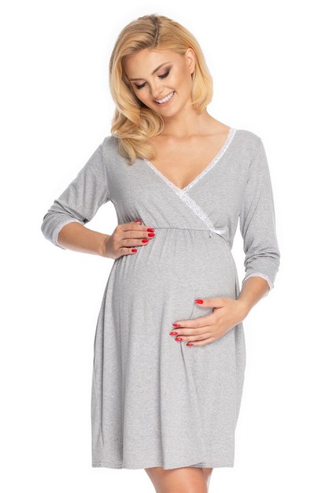 Koszulka nocna Koszula Nocna Ciążowa Model 0178 Grey - PeeKaBoo - S/M