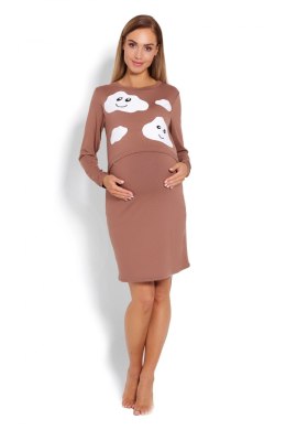 Koszulka nocna Koszula Nocna Ciążowa Model 1682 Cappuccino - PeeKaBoo - S/M
