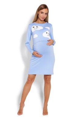 Koszulka nocna Koszula Nocna Ciążowa Model 1682 Sky Blue - PeeKaBoo - S/M