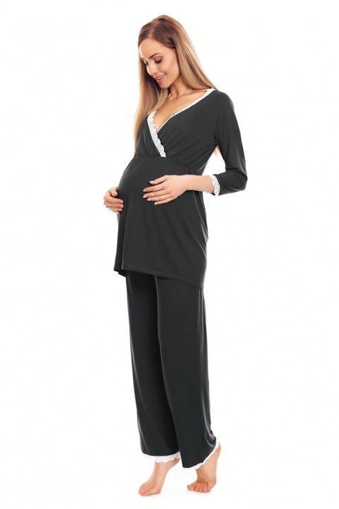 Piżama Ciążowa Model 0136 Grafit - PeeKaBoo - L/XL Piżama Ciążowa Model 0136 Grafit - PeeKaBoo - L/XL