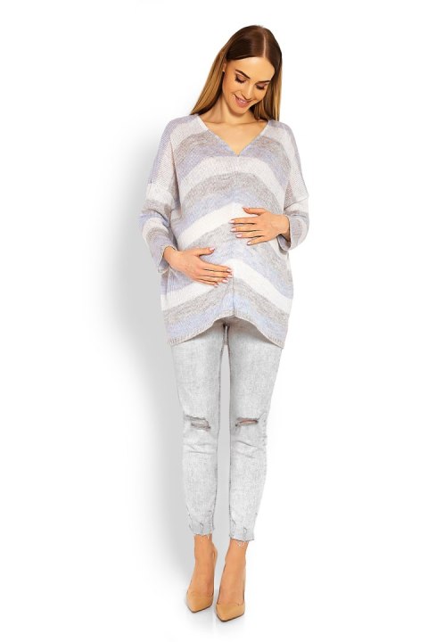 Sweter Ciążowy Model 30057C Sky Blue - PeeKaBoo - uniwersalny Sweter Ciążowy Model 30057C Sky Blue - PeeKaBoo - uniwersalny