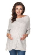 Sweter Ciążowy Model 30075 Light Grey - PeeKaBoo - uniwersalny Sweter Ciążowy Model 30075 Light Grey - PeeKaBoo - uniwersalny