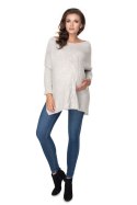 Sweter Ciążowy Model 30075 Light Grey - PeeKaBoo - uniwersalny Sweter Ciążowy Model 30075 Light Grey - PeeKaBoo - uniwersalny