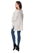 Sweter Ciążowy Model 30075 Light Grey - PeeKaBoo - uniwersalny Sweter Ciążowy Model 30075 Light Grey - PeeKaBoo - uniwersalny