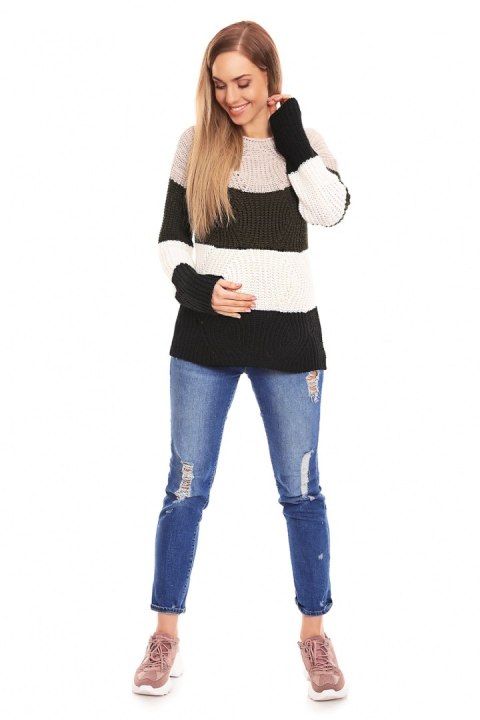 Sweter Ciążowy Model 70019 Khaki - PeeKaBoo - uniwersalny Sweter Ciążowy Model 70019 Khaki - PeeKaBoo - uniwersalny