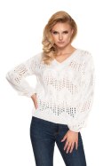Sweter Damski Model 30076 Cream - PeeKaBoo - uniwersalny Sweter Damski Model 30076 Cream - PeeKaBoo - uniwersalny