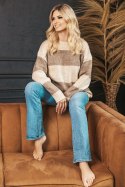 Sweter Damski Model 70042 Beige - PeeKaBoo - uniwersalny Sweter Damski Model 70042 Beige - PeeKaBoo - uniwersalny