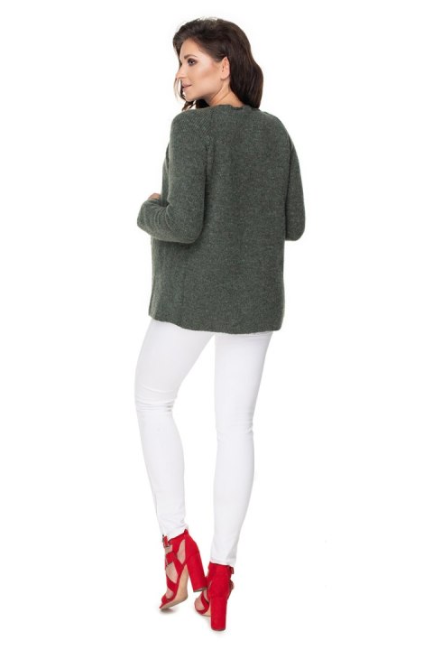 Sweter Kardigan Model 30074 Khaki - PeeKaBoo - uniwersalny Sweter Kardigan Model 30074 Khaki - PeeKaBoo - uniwersalny