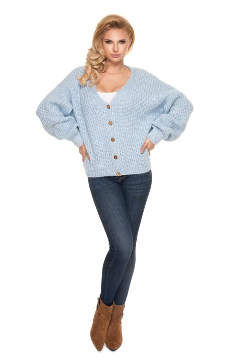 Sweter Kardigan Model 30077 Błękit - PeeKaBoo - uniwersalny Sweter Kardigan Model 30077 Błękit - PeeKaBoo - uniwersalny