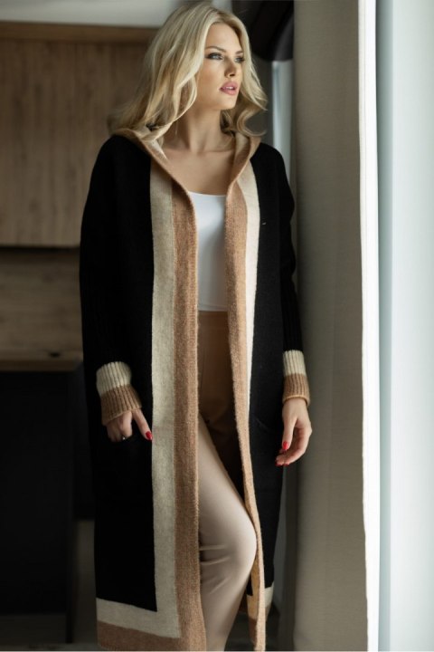 Sweter Kardigan Model 30085 Black - PeeKaBoo - uniwersalny Sweter Kardigan Model 30085 Black - PeeKaBoo - uniwersalny
