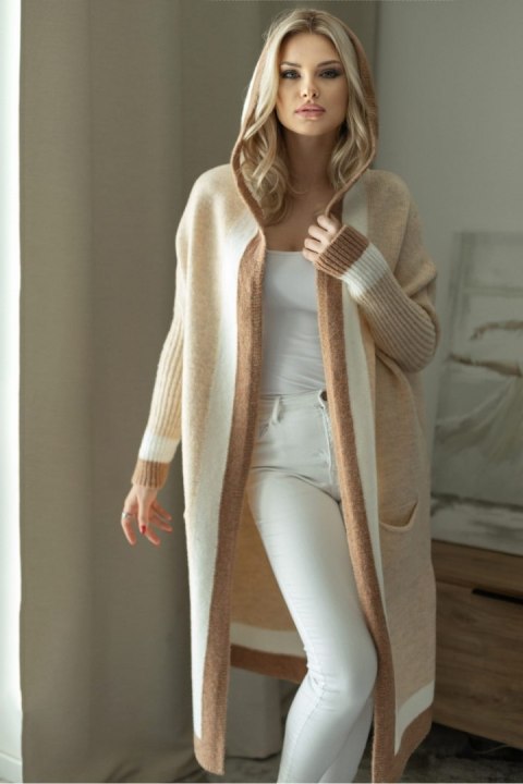 Sweter Kardigan Model 30085 Cream - PeeKaBoo - uniwersalny