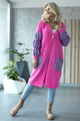 Sweter Kardigan Model 30086 Neon Pink - PeeKaBoo - uniwersalny