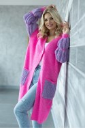 Sweter Kardigan Model 30086 Neon Pink - PeeKaBoo - uniwersalny Sweter Kardigan Model 30086 Neon Pink - PeeKaBoo - uniwersalny