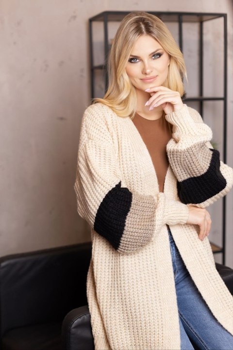 Sweter Kardigan Model 70041 Beige - PeeKaBoo - uniwersalny