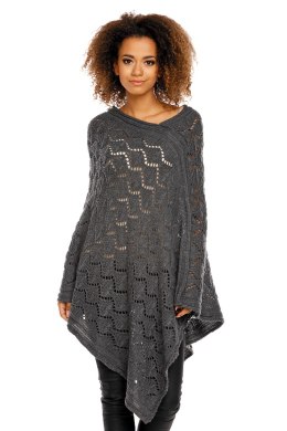 Sweter Poncho model 30012 Graphit - PeeKaBoo - uniwersalny