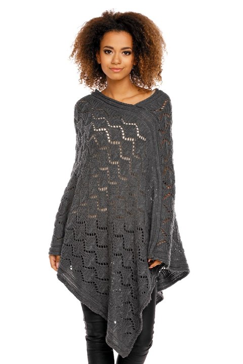 Sweter Poncho model 30012 Graphit - PeeKaBoo - uniwersalny