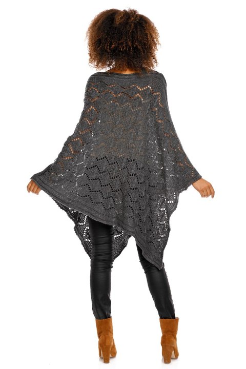 Sweter Poncho model 30012 Graphit - PeeKaBoo - uniwersalny Sweter Poncho model 30012 Graphit - PeeKaBoo - uniwersalny