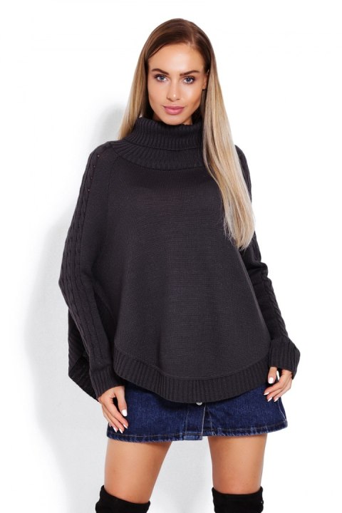 Sweter Ponczo Model 70009 Grafit - PeeKaBoo - uniwersalny