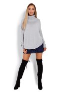 Sweter Ponczo Model 70009 Grey - PeeKaBoo - uniwersalny Sweter Ponczo Model 70009 Grey - PeeKaBoo - uniwersalny