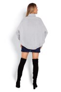 Sweter Ponczo Model 70009 Grey - PeeKaBoo - uniwersalny Sweter Ponczo Model 70009 Grey - PeeKaBoo - uniwersalny