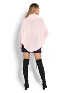 Sweter Ponczo Model 70009 Powder Pink - PeeKaBoo - uniwersalny Sweter Ponczo Model 70009 Powder Pink - PeeKaBoo - uniwersalny