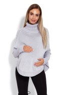Sweter Ponczo Model 70009C Grey - PeeKaBoo - uniwersalny Sweter Ponczo Model 70009C Grey - PeeKaBoo - uniwersalny