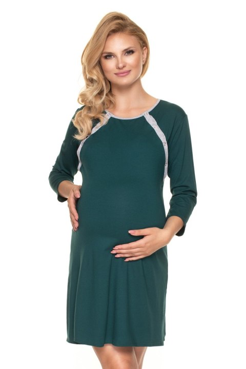 Koszulka nocna Koszula Nocna Ciążowa Model 0197 Butelkowa Zieleń - PeeKaBoo - L/XL