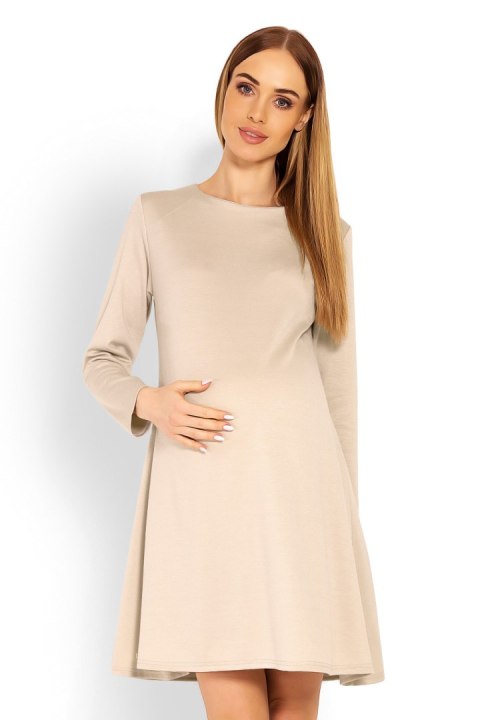 Sukienka Ciążowa Model 1359C Beige - PeeKaBoo - S/M