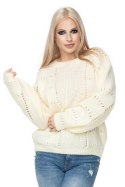 Sweter Damski Model 30059 Cream - PeeKaBoo - uniwersalny Sweter Damski Model 30059 Cream - PeeKaBoo - uniwersalny
