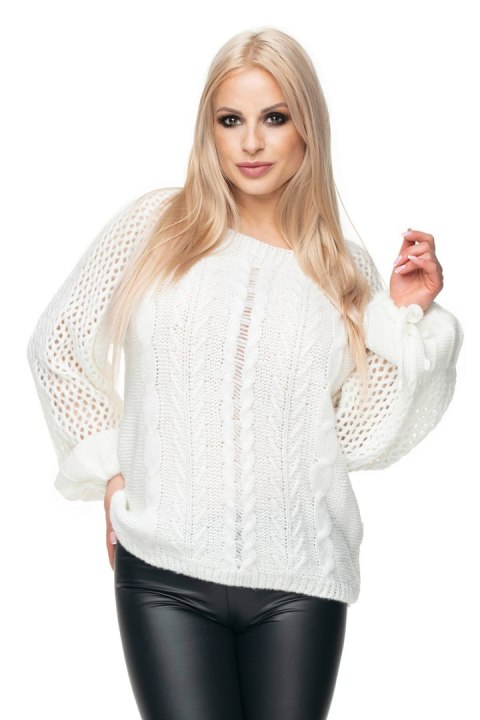 Sweter Damski Model 30061 Cream - PeeKaBoo - uniwersalny Sweter Damski Model 30061 Cream - PeeKaBoo - uniwersalny