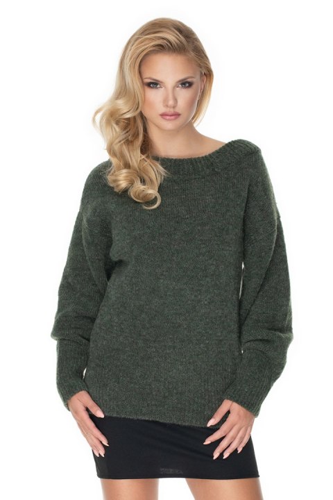 Sweter Damski Model 30064 Khaki - PeeKaBoo - uniwersalny Sweter Damski Model 30064 Khaki - PeeKaBoo - uniwersalny