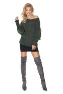 Sweter Damski Model 30064 Khaki - PeeKaBoo - uniwersalny Sweter Damski Model 30064 Khaki - PeeKaBoo - uniwersalny