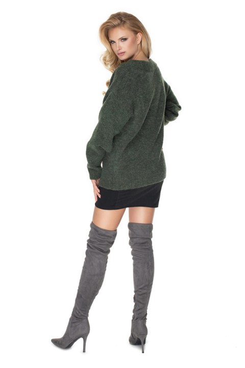 Sweter Damski Model 30064 Khaki - PeeKaBoo - uniwersalny Sweter Damski Model 30064 Khaki - PeeKaBoo - uniwersalny