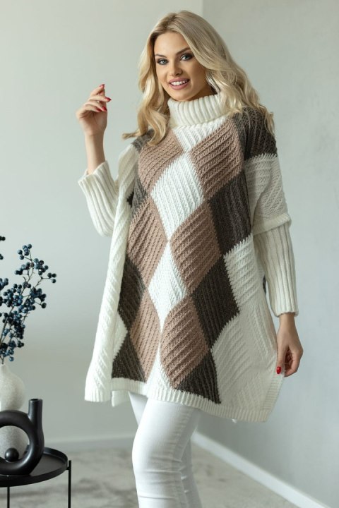 Sweter Damski Model 30088 Cream - PeeKaBoo - uniwersalny Sweter Damski Model 30088 Cream - PeeKaBoo - uniwersalny