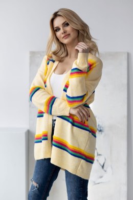 Sweter Kardigan Model 30090 Light Yellow - PeeKaBoo - uniwersalny
