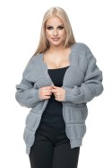 Sweter Kardigan Model 40022 Grey - PeeKaBoo - uniwersalny Sweter Kardigan Model 40022 Grey - PeeKaBoo - uniwersalny