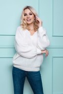 Sweter Damski Model 30083 Ecru - PeeKaBoo - uniwersalny Sweter Damski Model 30083 Ecru - PeeKaBoo - uniwersalny