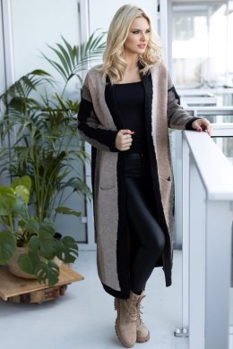 Sweter Kardigan Model 30087 Black/Cappuccino - PeeKaBoo - uniwersalny