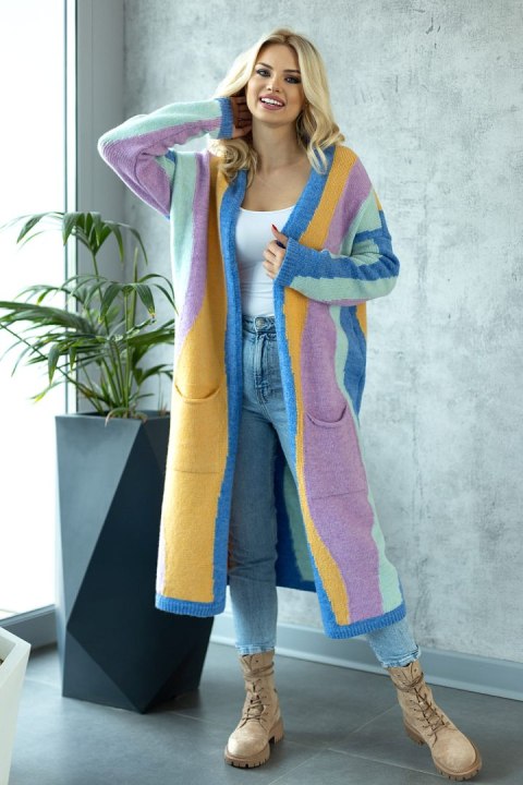 Sweter Kardigan Model 30087 Blue/Lila - PeeKaBoo - uniwersalny Sweter Kardigan Model 30087 Blue/Lila - PeeKaBoo - uniwersalny
