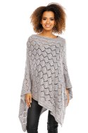Sweter Poncho model 30012C Light Gray - PeeKaBoo - uniwersalny Sweter Poncho model 30012C Light Gray - PeeKaBoo - uniwersalny