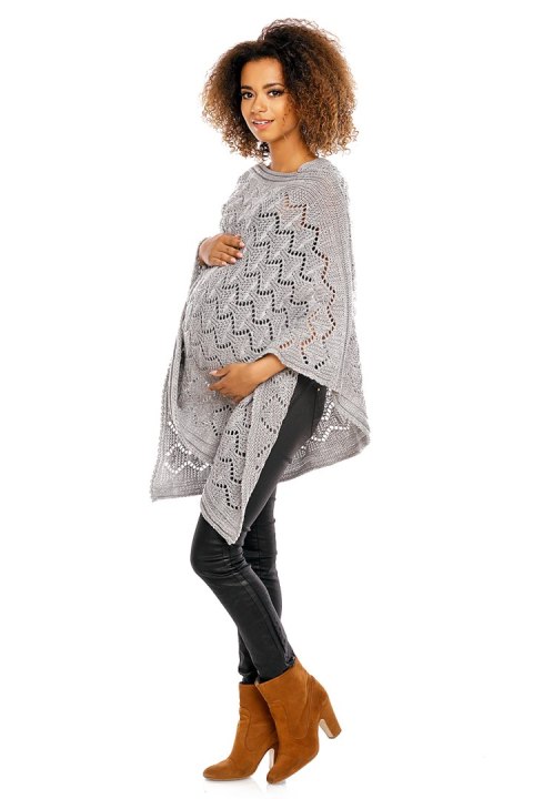 Sweter Poncho model 30012C Light Gray - PeeKaBoo - uniwersalny Sweter Poncho model 30012C Light Gray - PeeKaBoo - uniwersalny