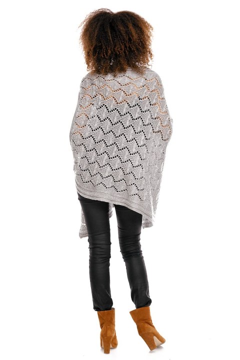 Sweter Poncho model 30012C Light Gray - PeeKaBoo - uniwersalny Sweter Poncho model 30012C Light Gray - PeeKaBoo - uniwersalny