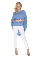 Sweter Ponczo Model 30068 Jeans - PeeKaBoo - uniwersalny Sweter Ponczo Model 30068 Jeans - PeeKaBoo - uniwersalny
