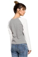 Bluzka Model B047 Grey - BeWear - S Bluzka Model B047 Grey - BeWear - S