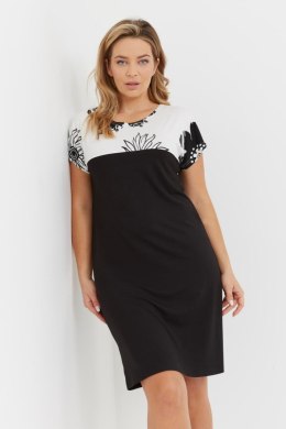 Koszulka nocna Koszula Nocna Model Elle 742 Ecru/Black - De Lafense - XL