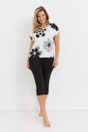 Piżama Damska Model Elle 743 Ecru/Black - De Lafense - XXL