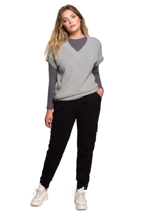 Bezrękawnik Model BK076 Grey - BE Knit - S/M Bezrękawnik Model BK076 Grey - BE Knit - S/M