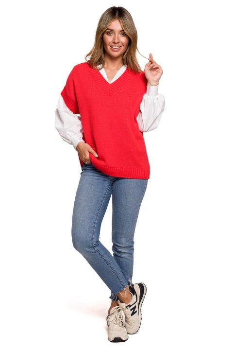 Bezrękawnik Model BK076 Red - BE Knit - L/XL Bezrękawnik Model BK076 Red - BE Knit - L/XL