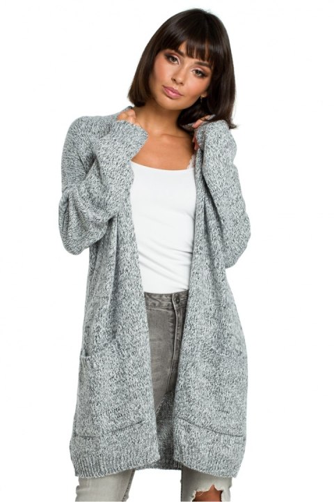 Sweter Damski Model BK001 Grafit Melange - BE Knit - uniwersalny