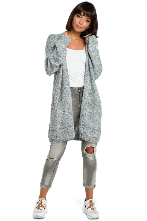 Sweter Damski Model BK001 Grafit Melange - BE Knit - uniwersalny Sweter Damski Model BK001 Grafit Melange - BE Knit - uniwersalny